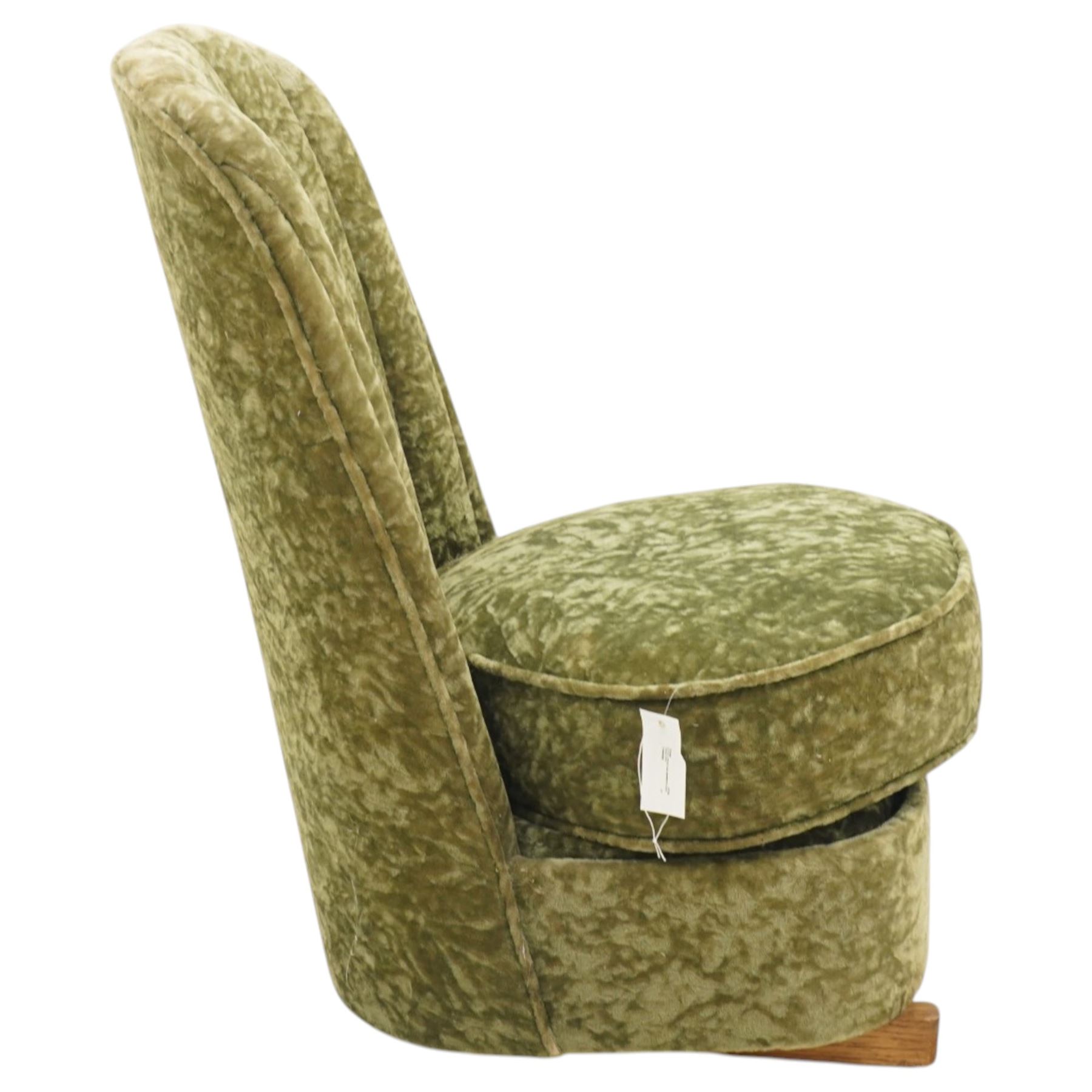 Art Deco mid 20th century bedroom chair upholstered in green crushed velvet