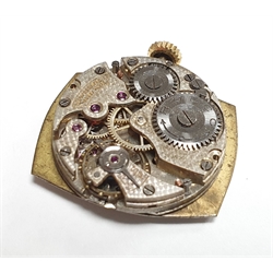 Rolco Rolex 9ct gold gentleman's rectangular wristwatch, Glasgow import marks 1928, Poinçon de Maître hammerhead, number 136, back case stamped 114279 915