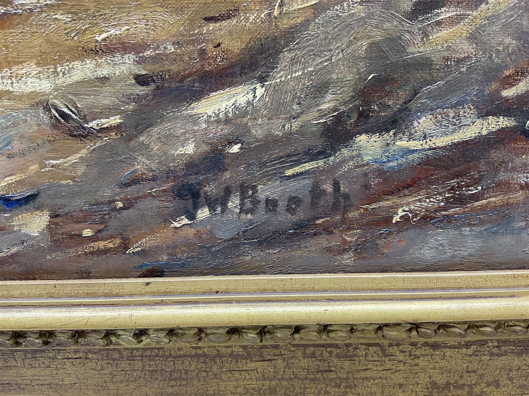 James William Booth (Staithes Group 1867-1953): Shorthorn Cattle and Hens in Stable setting, oil on canvas signed 60cm x 90cm
Provenance: same family ownership for over 25 years