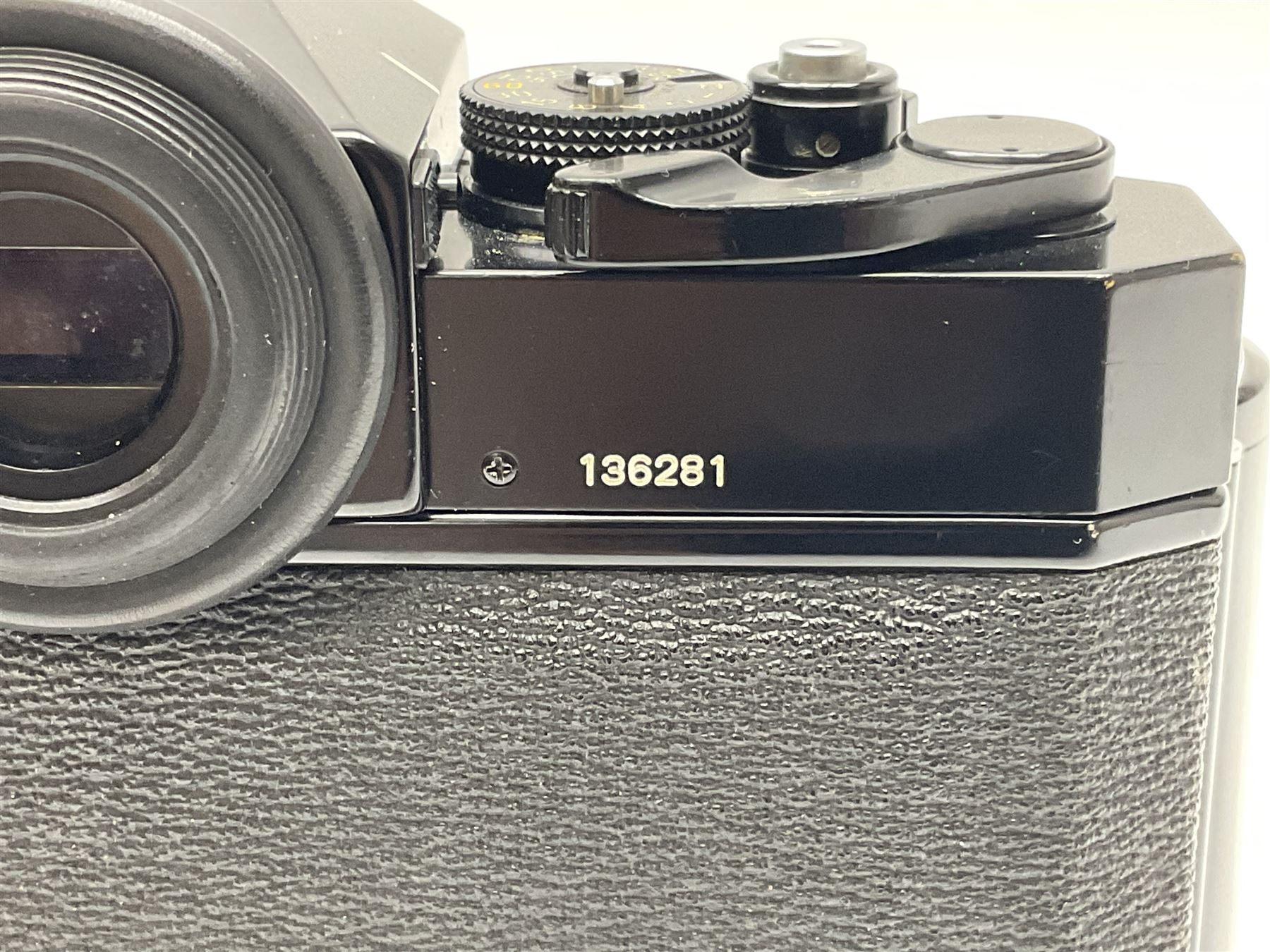 Canon F1 camera body, serial no. 136281, with 'Canon FD 50mm 1:1.8 S.C' lens, serial no.1702944 and Canon F Power winder, serial no.120072