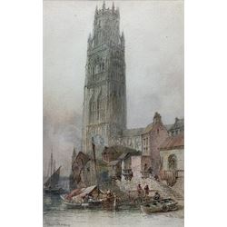 Paul Marny (French/British 1829-1914): St Botolph's Church (Boston Stump) Lincolnshire, watercolour signed 48cm x 30cm