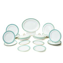 Spode Copeland's china part dinner service, circa 1900, with a blue and gilt jewelled bord...