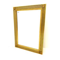 Rectangular ribbed gilt framed bevelled edge wall mirror and a rectangular wall mirror in swag frame