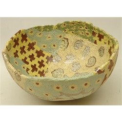  Joanne Kenny (British, Contemporary) stoneware bowl, the interior decorated with a figure, based on the passage of time & erosion, D35cm    