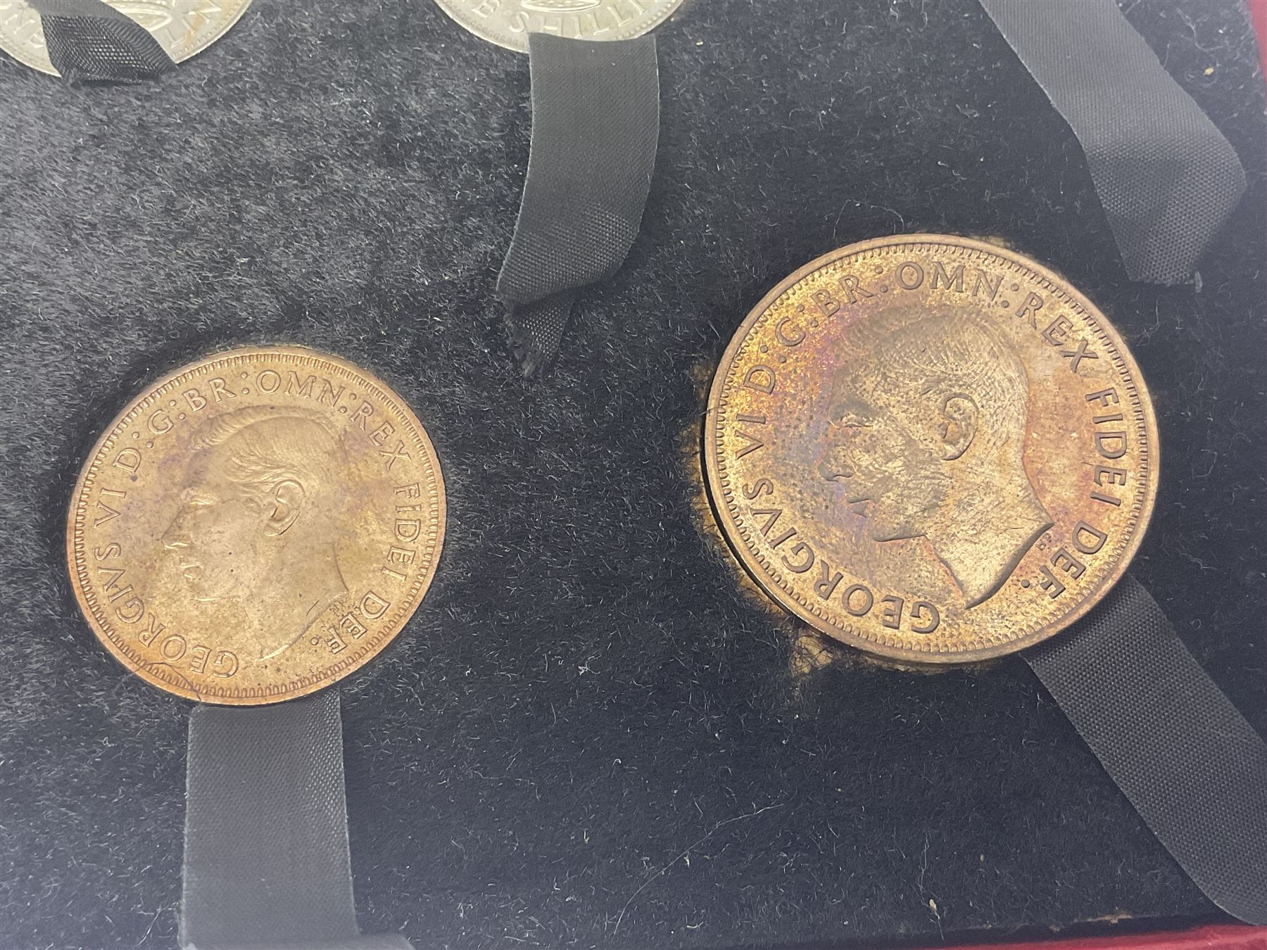 King George VI 1950 nine coin proof set, in Royal Mint red card box