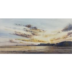 John Freeman (British 1942-): ‘Dawn - Whitby’, watercolour signed titled and dated ‘15, 25cm x 50cm