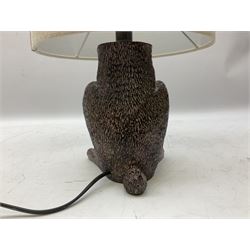 Composite table lamp, modelled as a hare with natural linen shade, H50cm