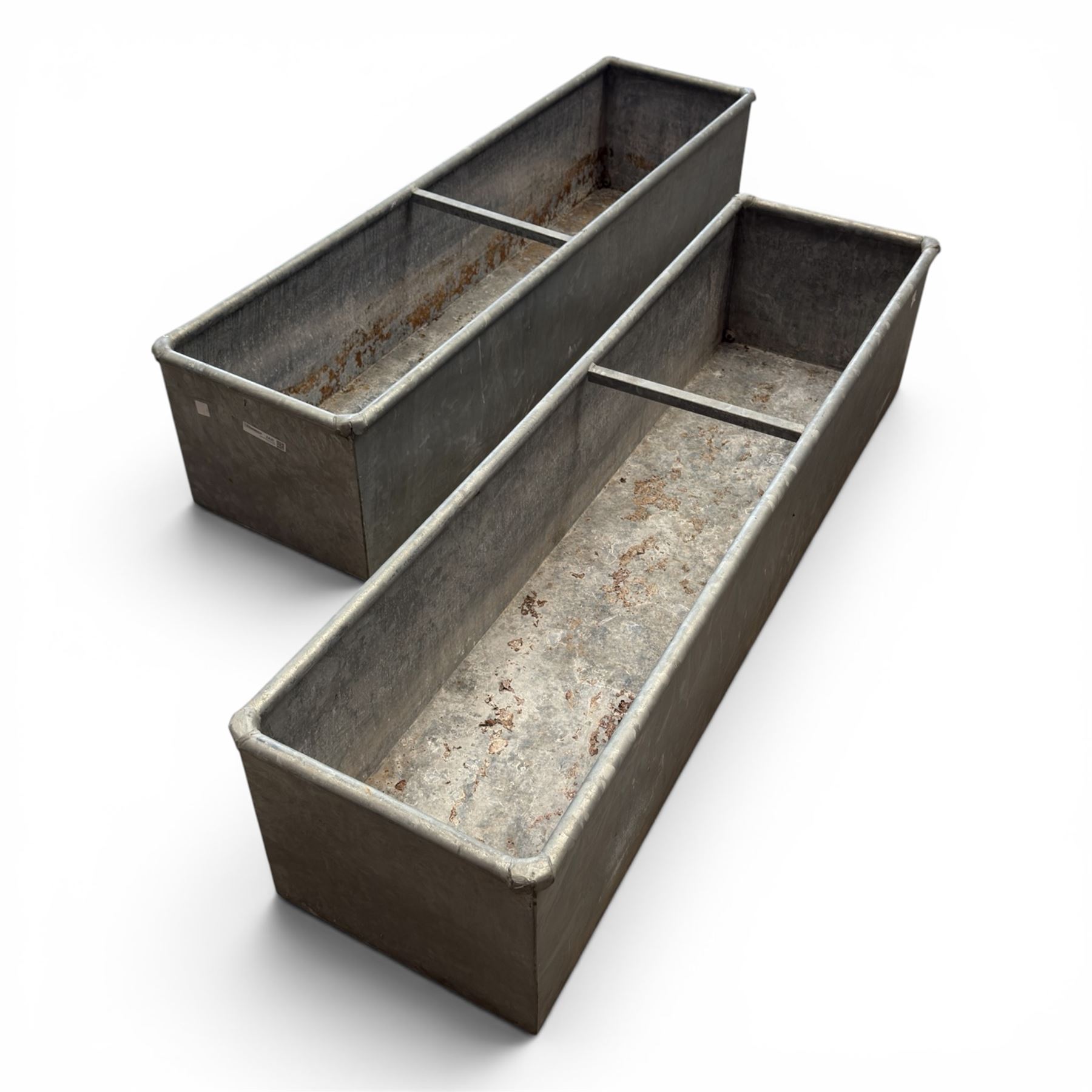 IAE - two galvanised water troughs with taps