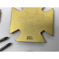 RAOB jewel Bourn Lodge 9394 with 25 years bar; two masonic jewels and triangular pendant watch; British Iron Cross style propaganda medallion; French Legion of Honour and Combatants Cross; and three foreign medals