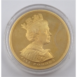  Queen Elizabeth II 2002 gold proof five pound coin, 'Golden Jubilee', cased with certificate  
