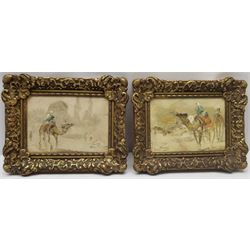 North African School (20th century): Studies of Camels, pair oils on canvas indistinctly signed 12cm x 17cm (2)
