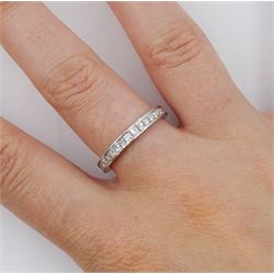 18ct white gold princess cut diamond full eternity ring, total diamond weight approx 1.35