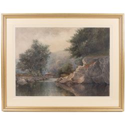 Colin R Carroll (British 19th Century): A Quiet Pool on the Lledr, watercolour signed and dated 1876, titled later verso 33cm x 45cm 