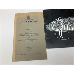 Sixteen books/booklets on guns and shooting including 1969 Holland & Holland Catalogue; two Gunmark Guides to Good Shooting; Shooters Bible 1972 etc; and small quantity of militaria books