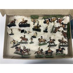 Painted metal wargame figures - over two hundred Lancers, Chasseurs, Dragoons, Cuirassiers, Carabiners, Imperial Guard, Bavarians, Line and Light Infantry etc; individual figures and ranks of two, three and four; average size 25mm