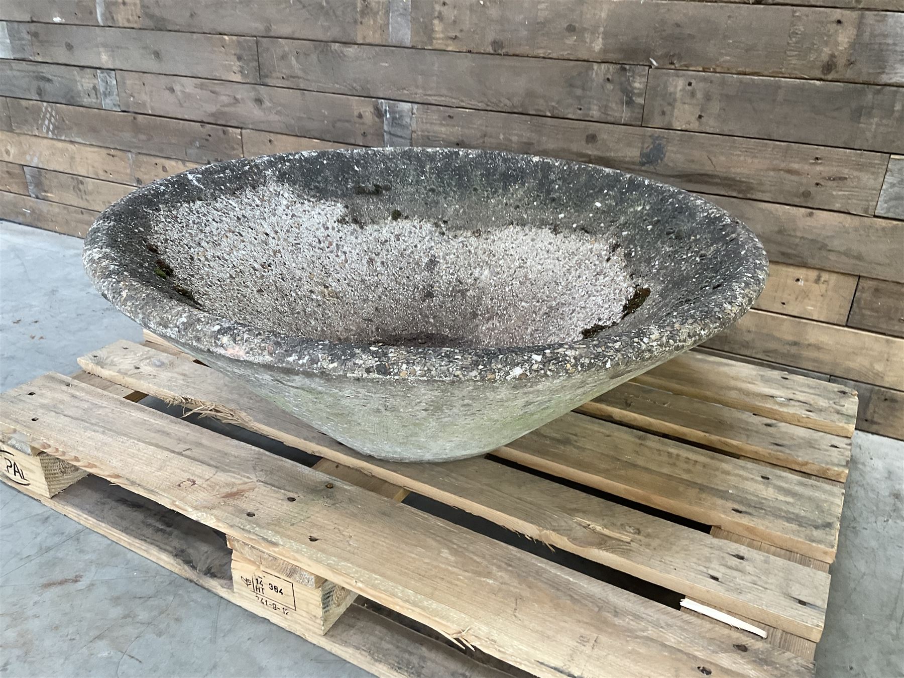 Large mid century tapering concrete planter