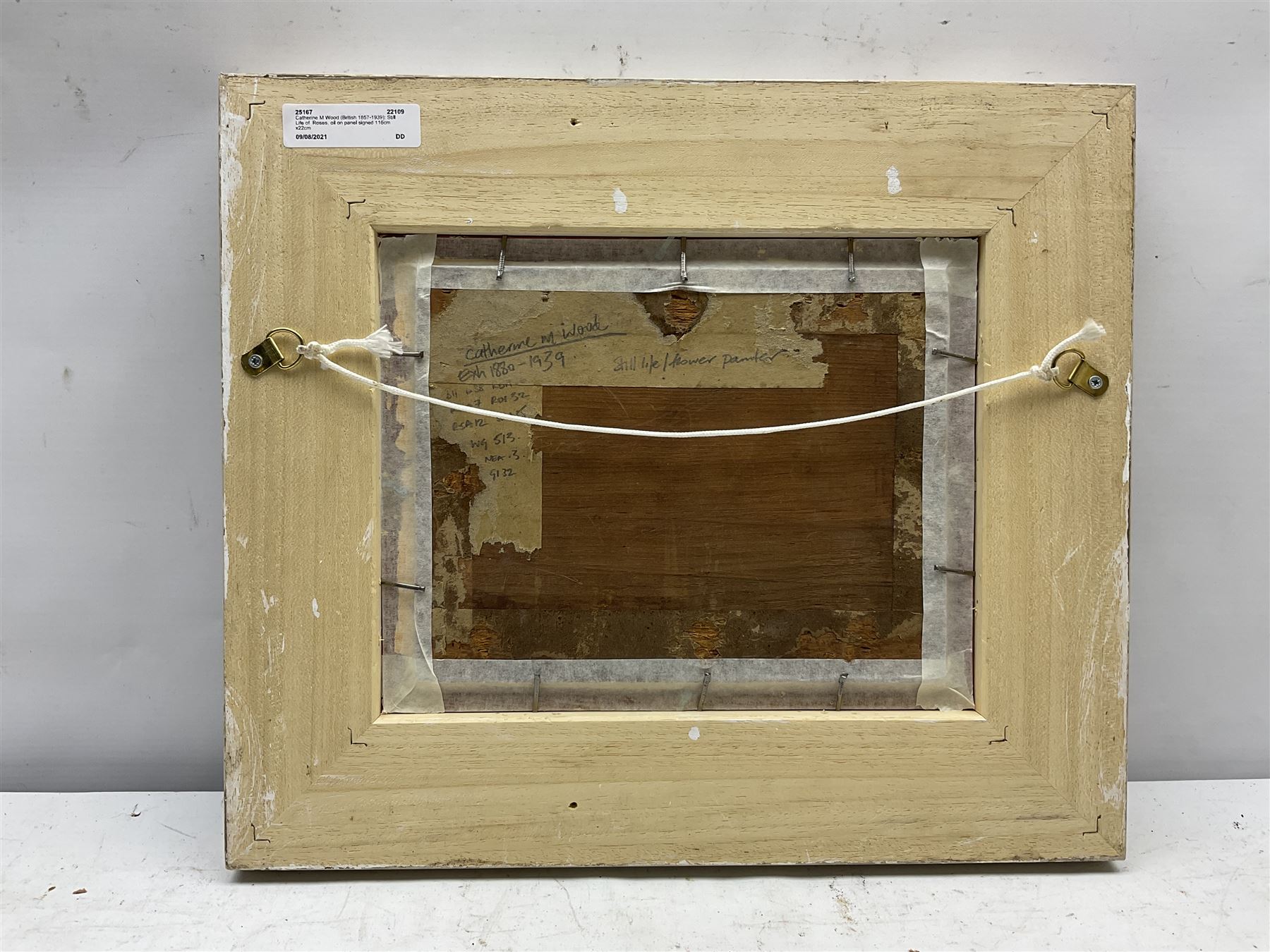 Catherine M Wood (British 1857-1939): Still Life of Roses, oil on panel signed 16cm x 22cm