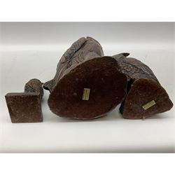 Three Priory Castings composite figures of owls, largest example H40cm