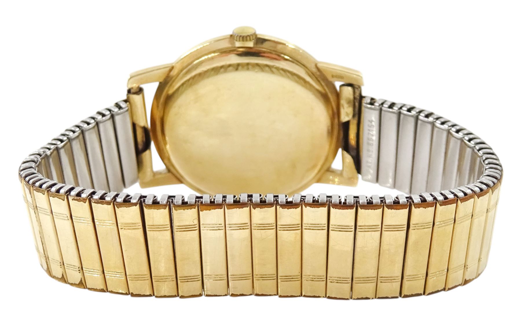 Girard-Perregaux gentleman's 9ct gold manual wind wristwatch, cream dial with baton hour markers, Birmingham 1960, on expanding gilt strap