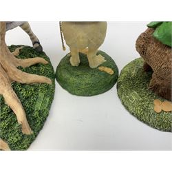 Goebel Alice in Wonderland figures, comprising Alice and Cat, White Rabbit, Queen of Hearts, March Hare, Tweedle Dee and the Mock Turtle, largest H18cm