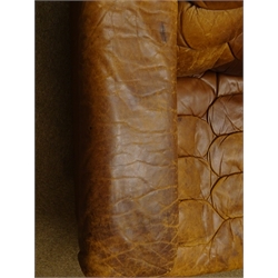  1970's De Sede DS-P three seat cognac leather extendable sofa on chrome supports, designed by Robert Haussmann, W233cm  