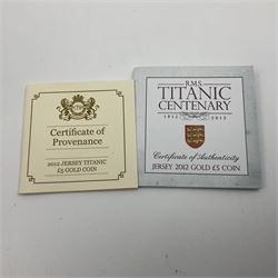 Queen Elizabeth II Bailiwick of Jersey 2012 'R.M.S. Titanic Centenary' gold proof five pound coin, cased with certificate