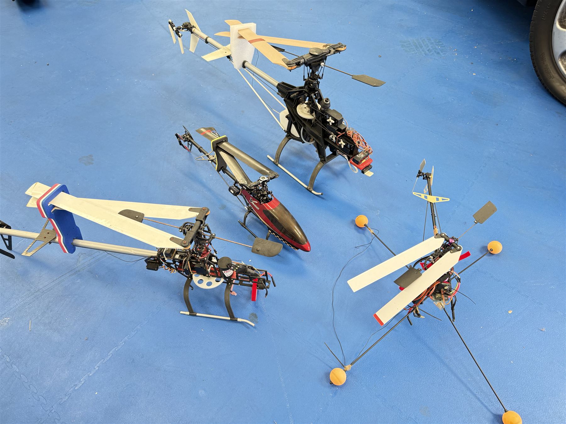 Four RC radio controlled helicopter models