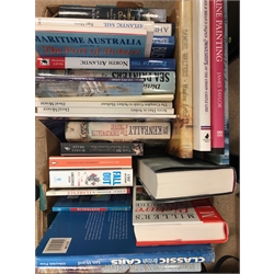  Large collection of books on Architecture, Maritime, Painting, Cooking, Gardening, fiction and many more subjects in 11 boxes (qty)  