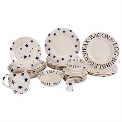 Emma Bridgewater Blue Stars dinnerwares, including nine dinner plates, three serving dished, jug, etc, together with six items in the Toast and Marmalade pattern  