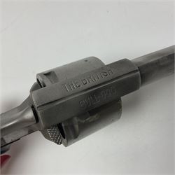 The major parts only of a British Bull-Dog .500 Boxer five-shot revolver comprising stripped down framework, cylinder, trigger with guard, functioning hammer and two-piece chequered grip; retailed by G. Goth Buenos Ayres; Belgian proof marks; L19.5cm overall; in fitted mahogany case 