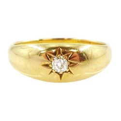 Early 20th century 18ct gold gypsy set single old cut diamond ring, Birmingham 1913
