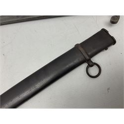 Italian M1833 Sabre with slightly curving 79cm fullered steel blade, the plain steel hilt with 'D' shaped knuckle bow, langets and wire-bound leather grip; in steel scabbard with single hanging ring L101cm overall