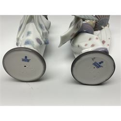 Six Lladro figures of the China doll set and Oriental doll set, comprising Playing the Flute no.6150, Bearing Flowers no.6151, Flower Gazer no. 6152, Oriental Dance no. 6230, Oriental Lantern no. 6231 and Oriental Beauty no. 6232, largest H20cm