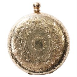 19th / early 20th century 14ct gold cylinder fob watch, gilt dial with Roman numeral hour markers