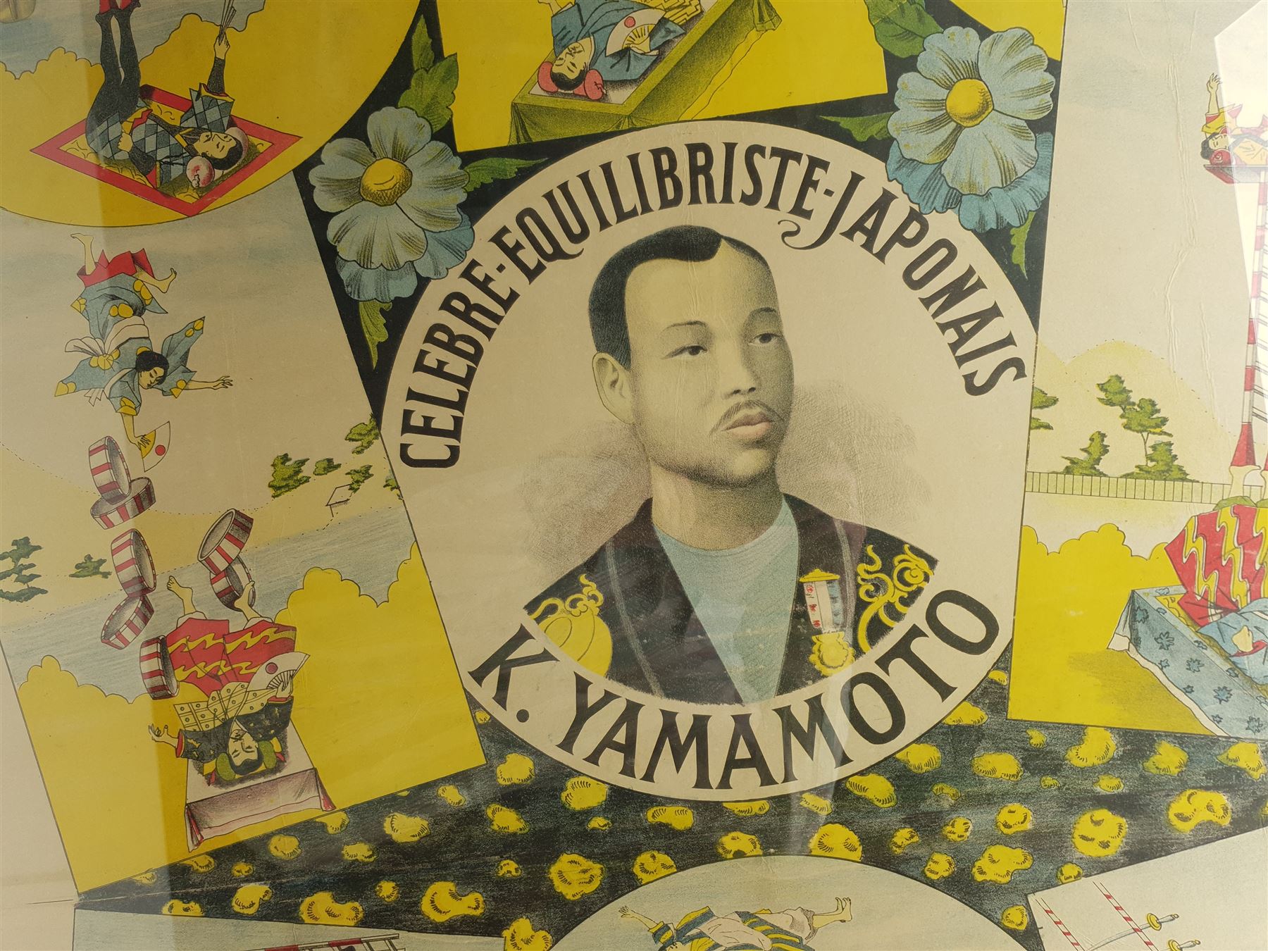 After Kanae Yamamoto (Japanese 1882-1946): 'Celebre Equilibriste Japonais', very large mid-20th century Italian exhibition poster 157cm x 104cm