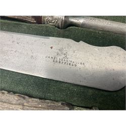 Cased horn handled carving knife set by James Deakin & Sons, Sheffield 