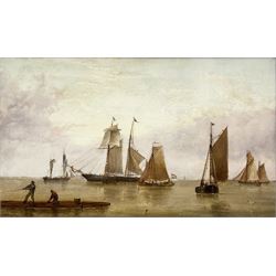 Henry Redmore of Hull (British 1820-1887): Sailing Vessels in a Calm Estuary, oil on canvas signed and dated 1864, 29cm x 49cm
