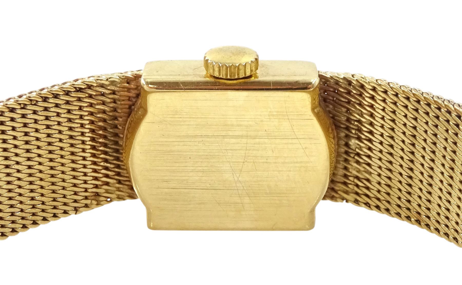 Tissot Stylist ladies 9ct gold manual wind wristwatch, champagne dial with baton hour markers, on integral 9ct gold bracelet, London 1969