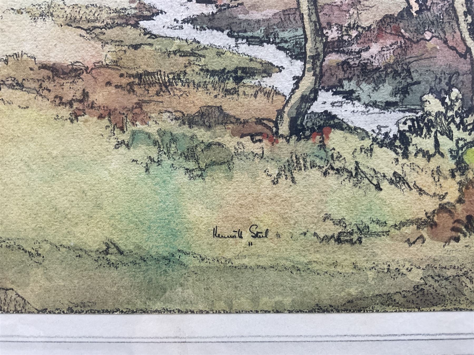 Kenneth Steel (British 1906-1970): Railway Bridge, watercolour and pencil signed 31cm x 45cm 