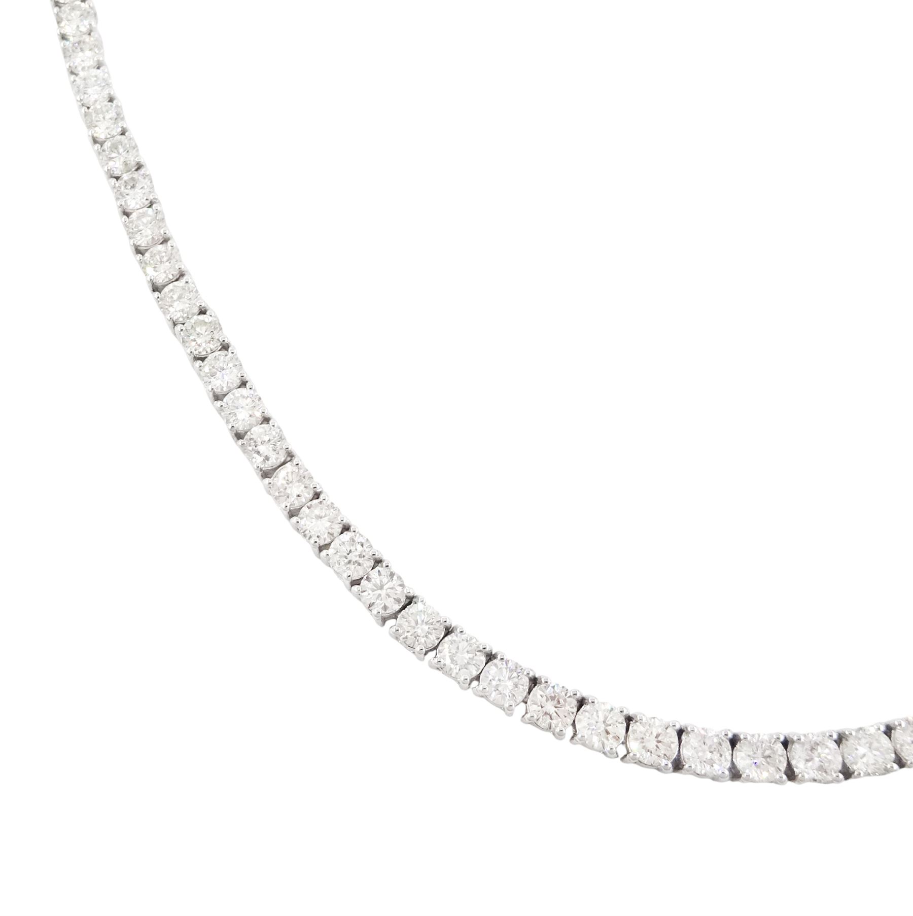 18ct white gold round brilliant cut diamond necklace, stamped, total diamond weight approx 17.60 carat
