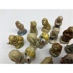 Collection of Wade Whimsies and three hand blown glass deer