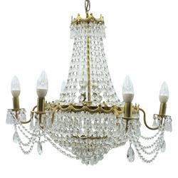 Late 20th century glass six branch chandelier, beaded glass  