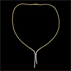 18ct gold diamond necklace, thirty-six round brilliant cut diamonds set in white gold, to ...