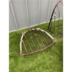 Pair of hay racks and triangular shape cast iron planter - THIS LOT IS TO BE COLLECTED BY APPOINTMENT FROM DUGGLEBY STORAGE, GREAT HILL, EASTFIELD, SCARBOROUGH, YO11 3TX