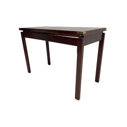 Military style mahogany side table with brass mounts