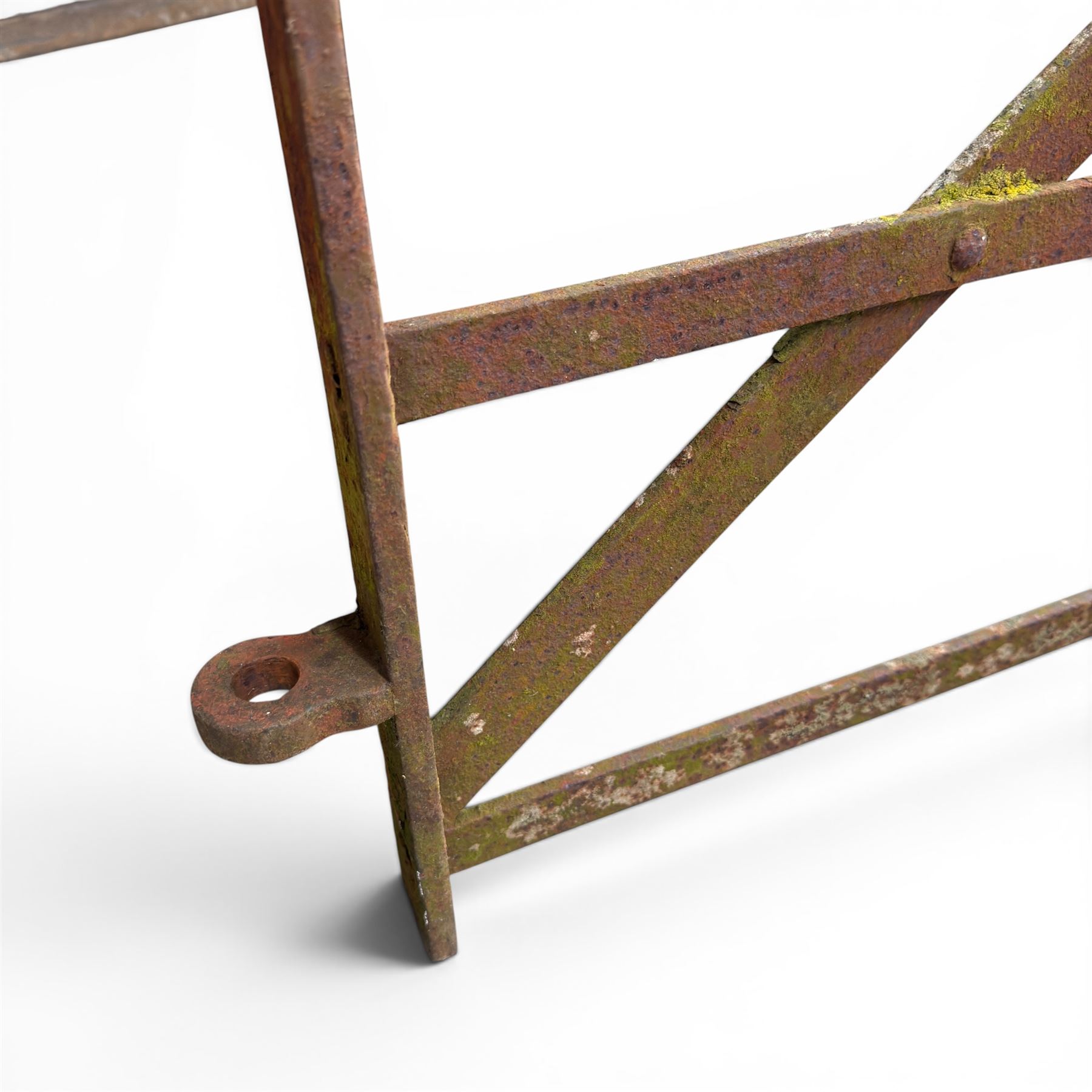 Georgian wrought iron strapwork gate, with arched cresting rail ends and hinged latch