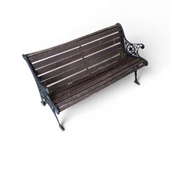 Cast aluminium and wood slatted garden bench