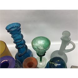 Mdina studio art glass horse paperweights and scent bottle, together with glass paperweights and other glass items 