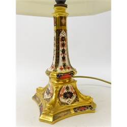  Royal Crown Derby Old Imari pattern candlestick converted to a table lamp, no. 1128 H23cm (excluding fitting)  