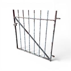 19th century wrought iron hand gate, with hinge loops and latch, in rustic white finish